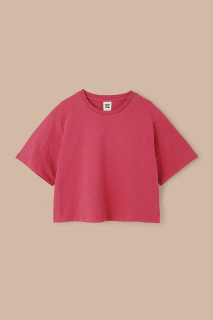 Zayla - Cotton Cropped Boxy T-Shirt in Maroon