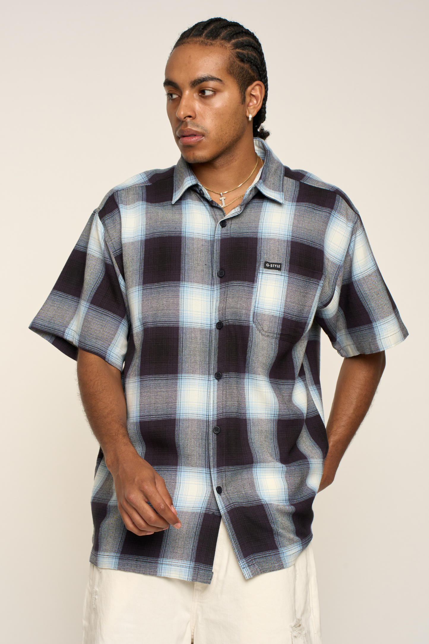 Plaid Short Sleeve Button Up Shirt