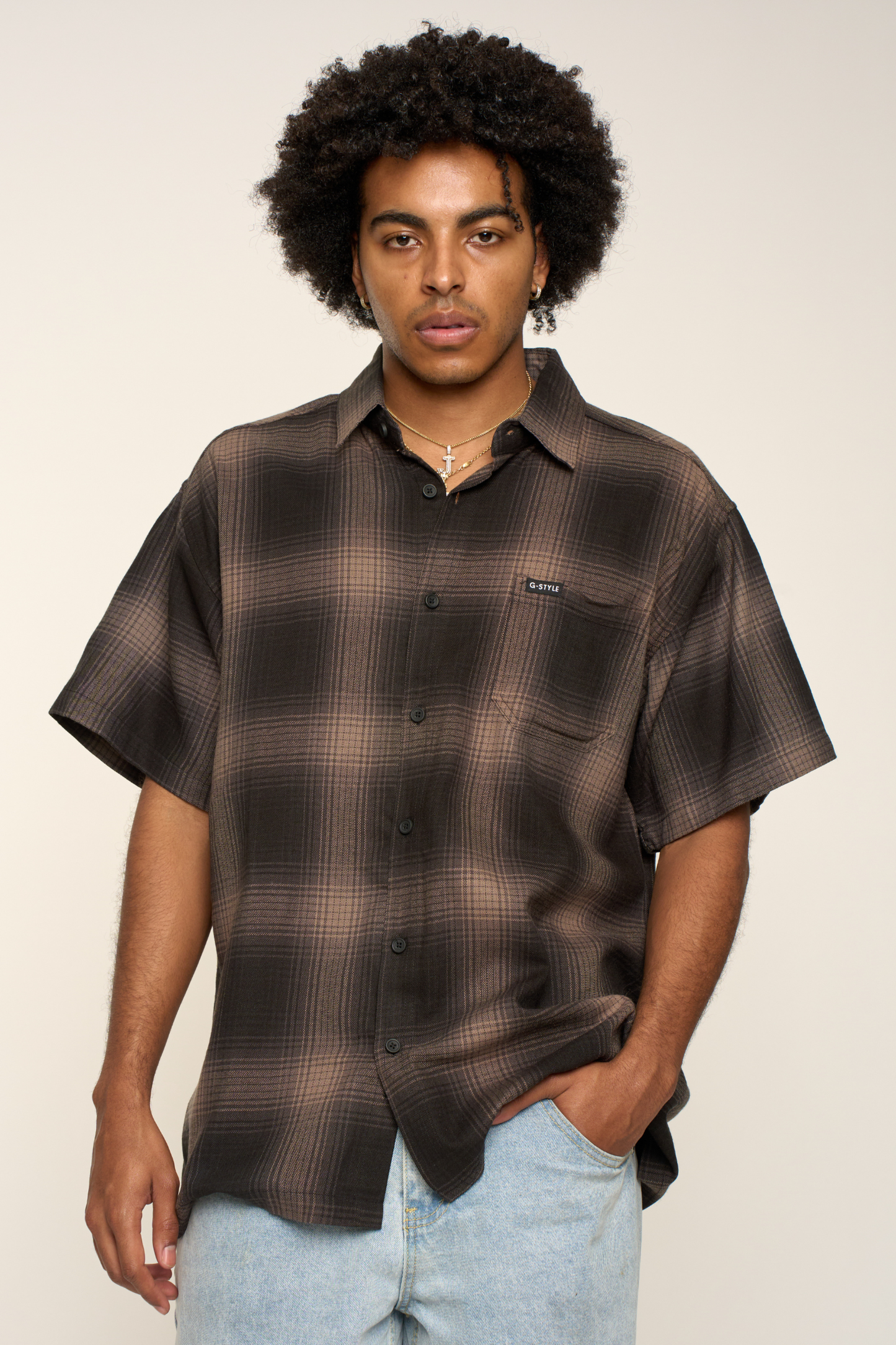Plaid Short Sleeve Button Up Shirt