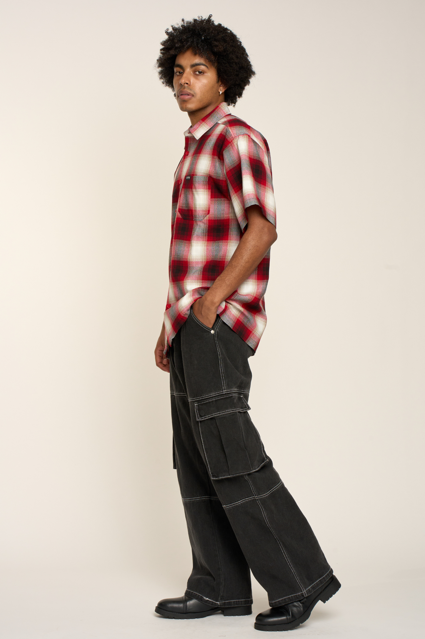 Plaid Short Sleeve Button Up Shirt