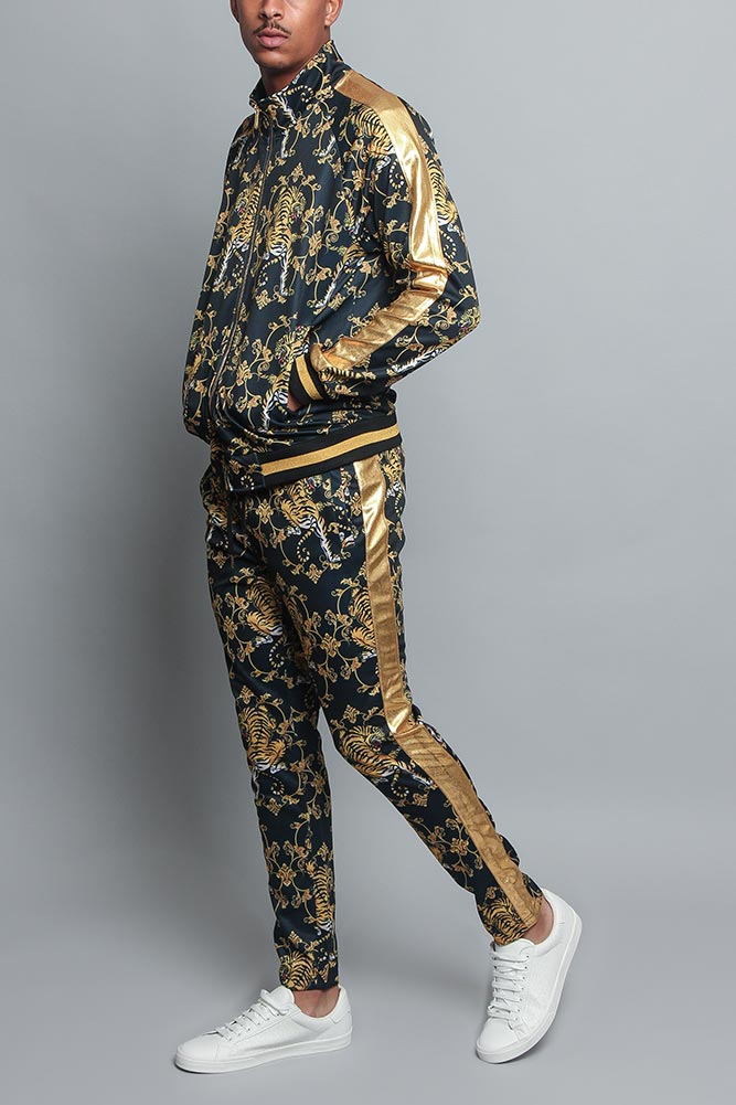 Tiger Print Track Suit Set