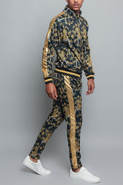Tiger Print Track Suit Set