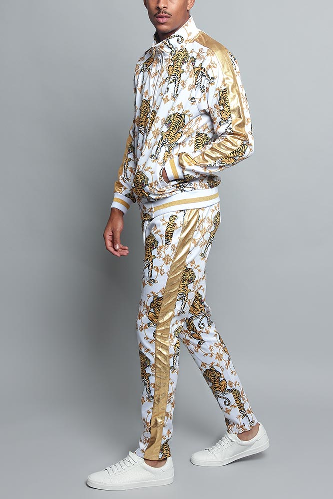 Tiger Print Track Suit Set