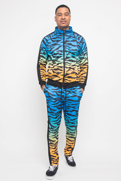 Ombre Gradient Tiger Stripe Tracksuit