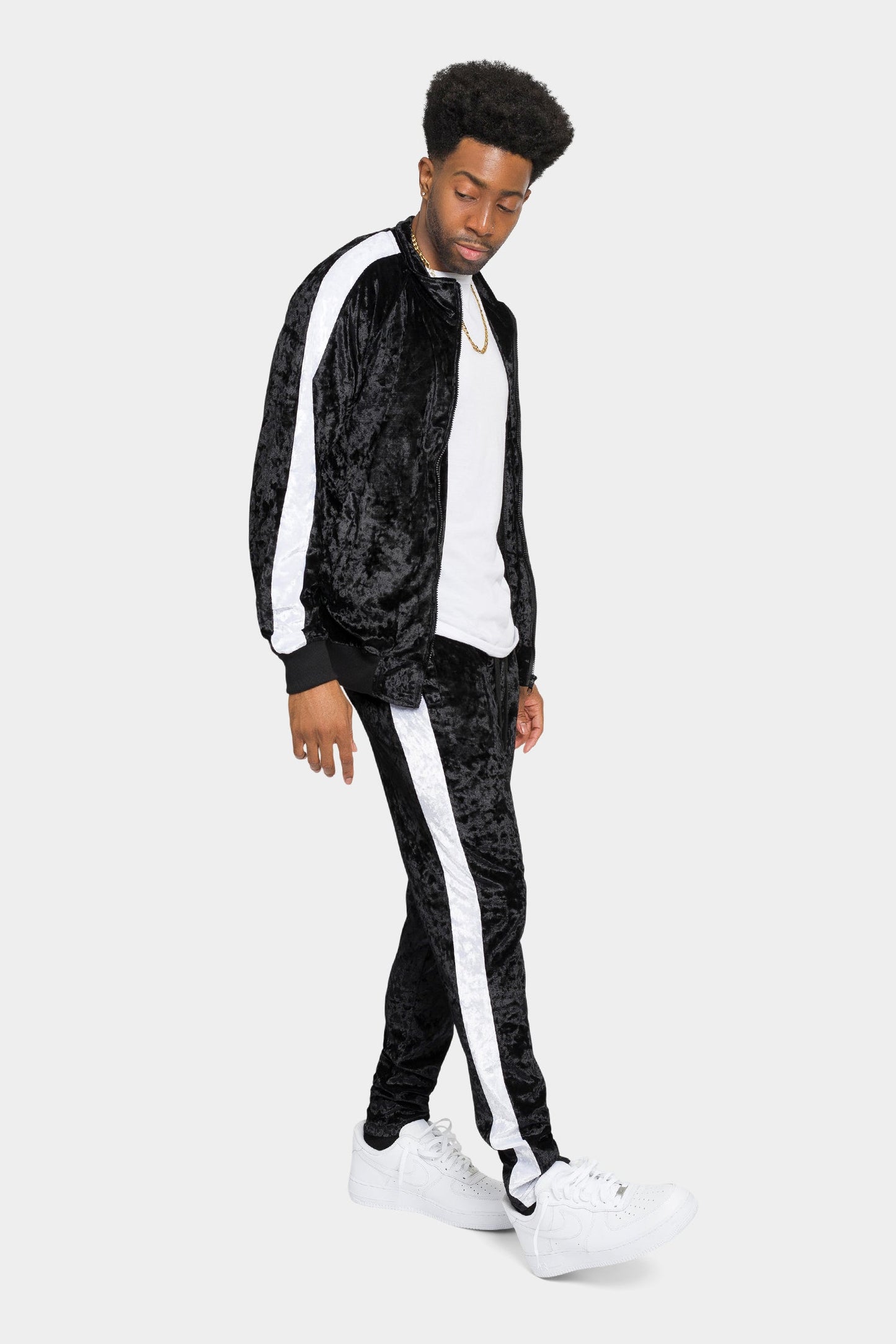 Accented Velour Track Suit