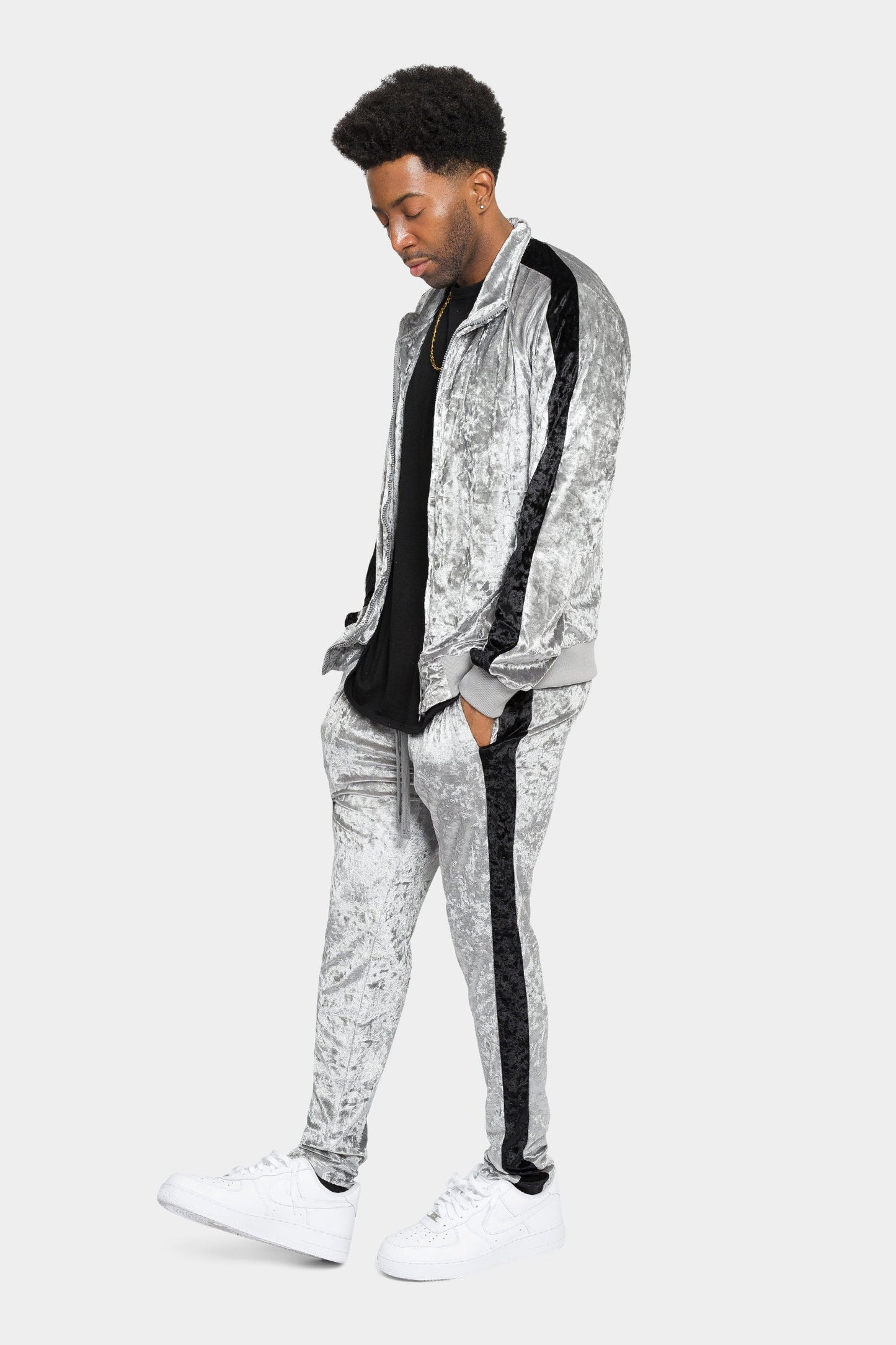 Accented Velour Track Suit
