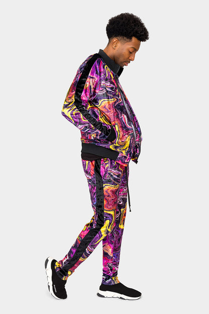 Marble Velour Velvet Trackset