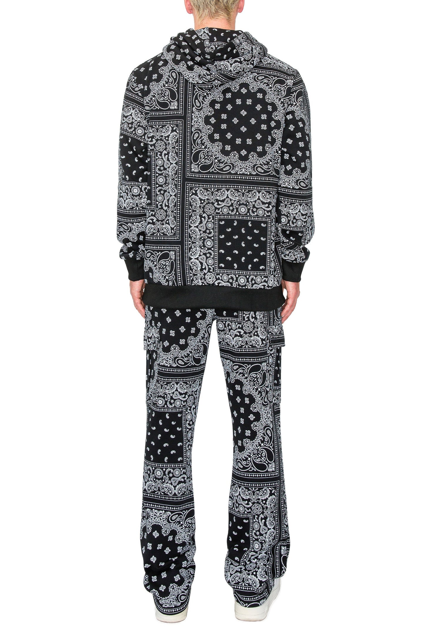 Men's Bandana Pullover Cargo Flared Fleece Set