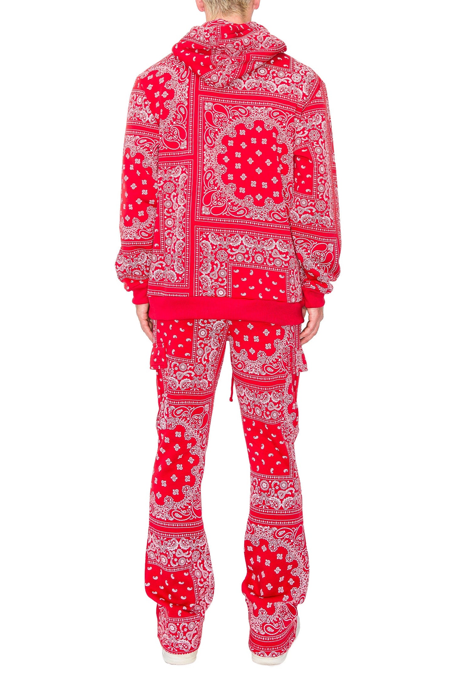 Men's Bandana Pullover Cargo Flared Fleece Set