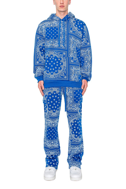 Men's Bandana Pullover Cargo Flared Fleece Set