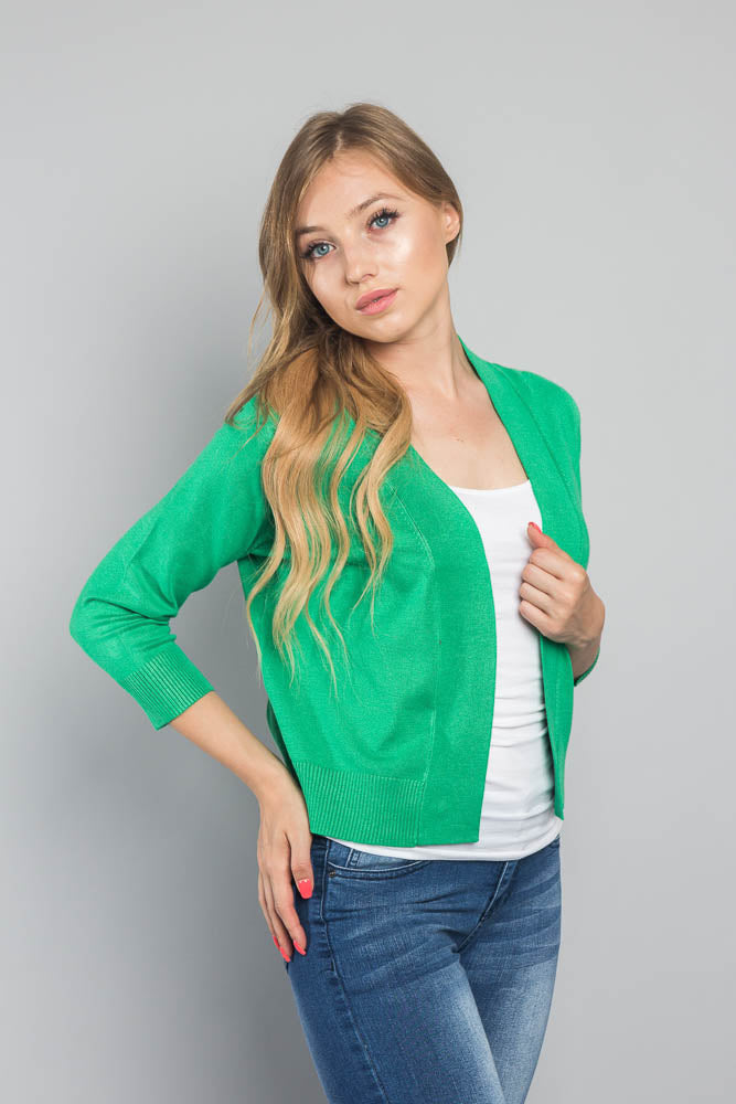 Women's Classic 3/4 Sleeve Cropped Cardigan