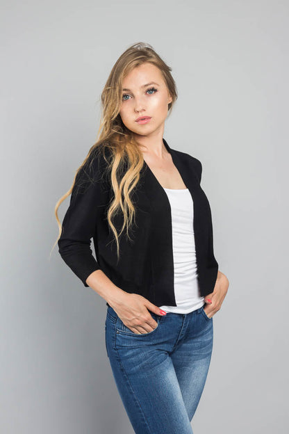 Women's Classic 3/4 Sleeve Cropped Cardigan