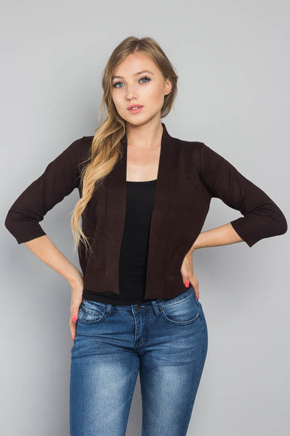 Women's Classic 3/4 Sleeve Cropped Cardigan