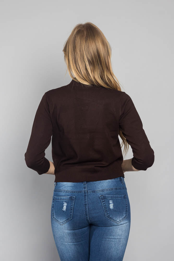Women's Classic 3/4 Sleeve Cropped Cardigan