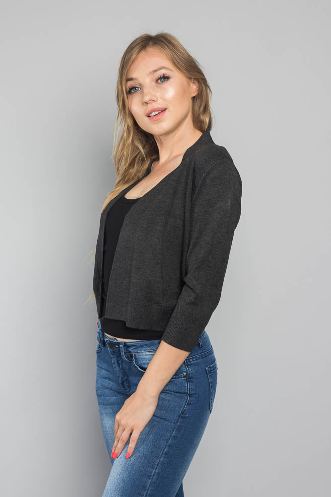Women's Classic 3/4 Sleeve Cropped Cardigan