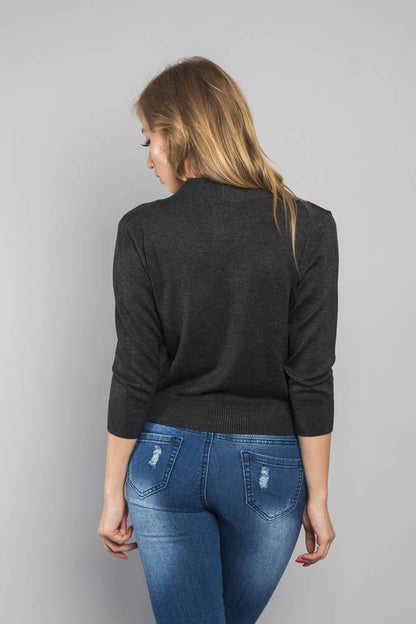 Women's Classic 3/4 Sleeve Cropped Cardigan