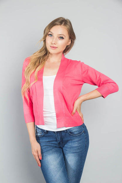 Women's Classic 3/4 Sleeve Cropped Cardigan