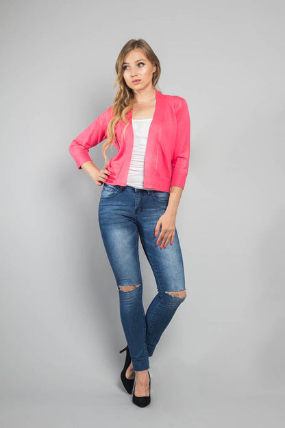 Women's Classic 3/4 Sleeve Cropped Cardigan
