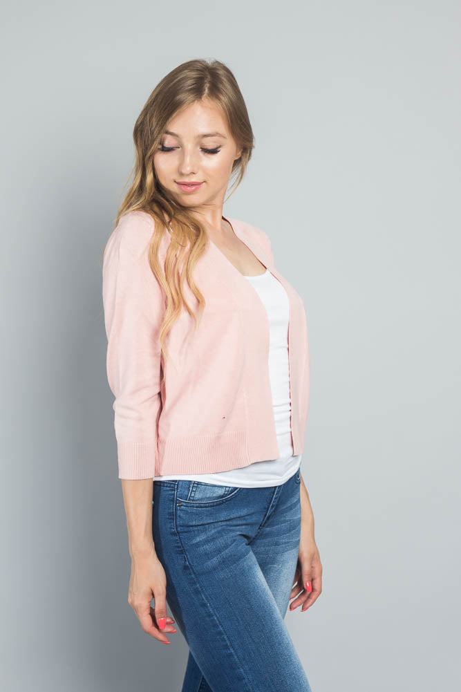 Women's Classic 3/4 Sleeve Cropped Cardigan