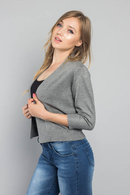 Women's Classic 3/4 Sleeve Cropped Cardigan