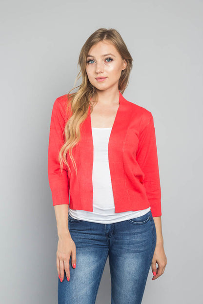 Women's Classic 3/4 Sleeve Cropped Cardigan