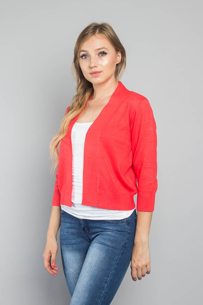 Women's Classic 3/4 Sleeve Cropped Cardigan