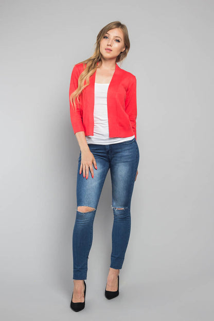 Women's Classic 3/4 Sleeve Cropped Cardigan