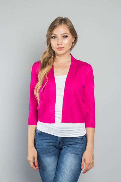 Women's Classic 3/4 Sleeve Cropped Cardigan