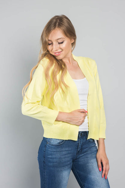 Women's Classic 3/4 Sleeve Cropped Cardigan