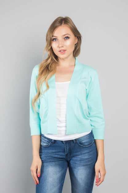 Women's Classic 3/4 Sleeve Cropped Cardigan
