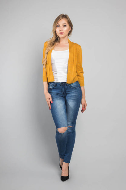 Women's Classic 3/4 Sleeve Cropped Cardigan