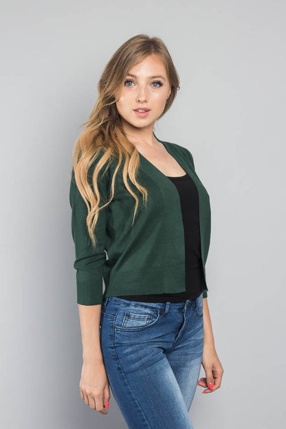 Women's Classic 3/4 Sleeve Cropped Cardigan