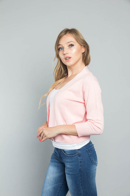 Women's Classic 3/4 Sleeve Cropped Cardigan