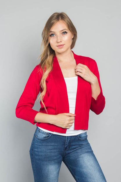 Women's Classic 3/4 Sleeve Cropped Cardigan