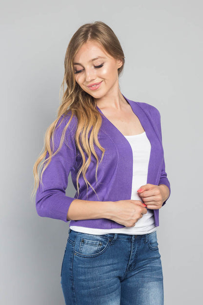 Women's Classic 3/4 Sleeve Cropped Cardigan
