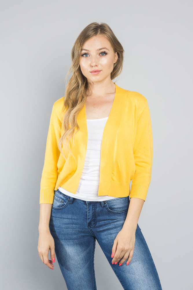 Women's Classic 3/4 Sleeve Cropped Cardigan