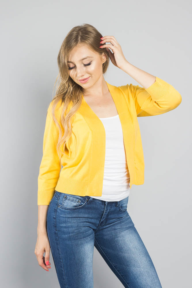 Women's Classic 3/4 Sleeve Cropped Cardigan