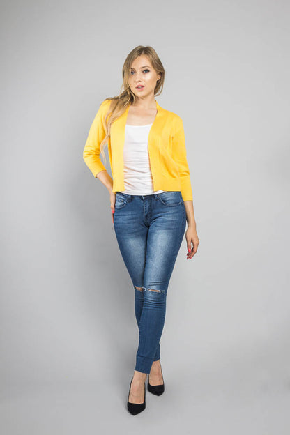 Women's Classic 3/4 Sleeve Cropped Cardigan