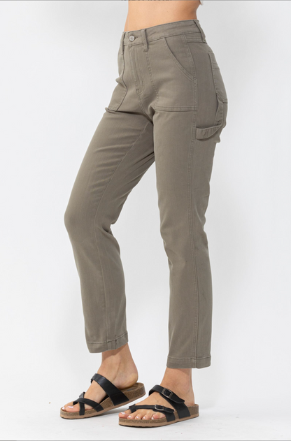 Judy Blue Olive Girlfriend Utility Pants