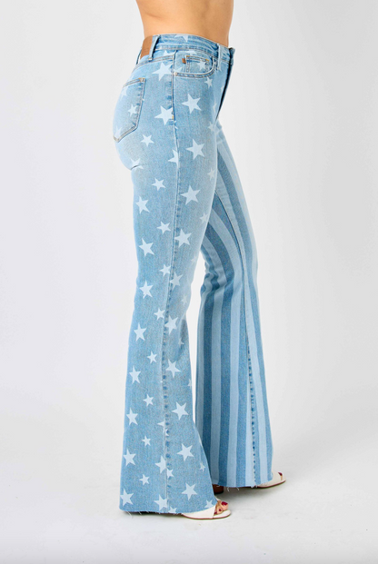 Judy Blue Stars & Stripes Bleach Flare