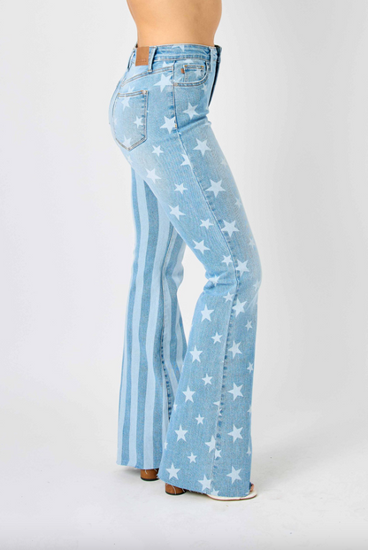 Judy Blue Stars & Stripes Bleach Flare