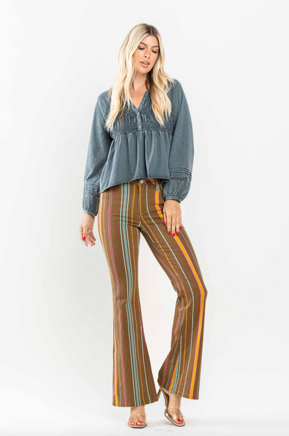 Judy Blue Striped Flare Jeans