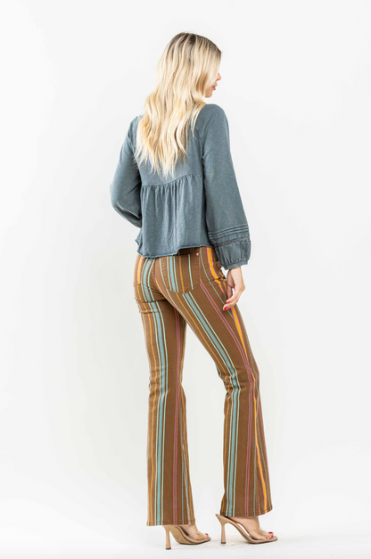 Judy Blue Striped Flare Jeans