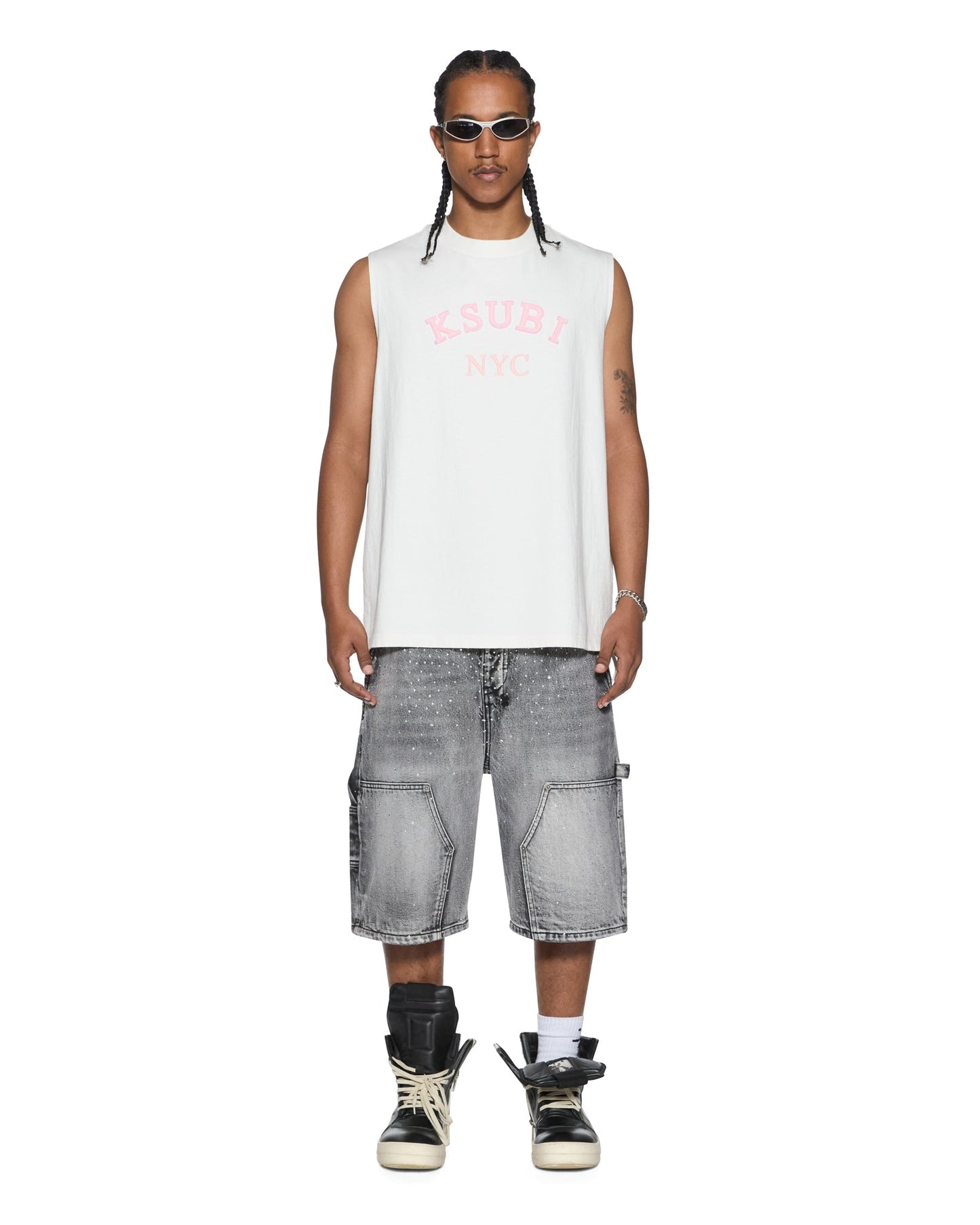 LAYBEL EKCESS CUT OFF TEE TRU WHITE