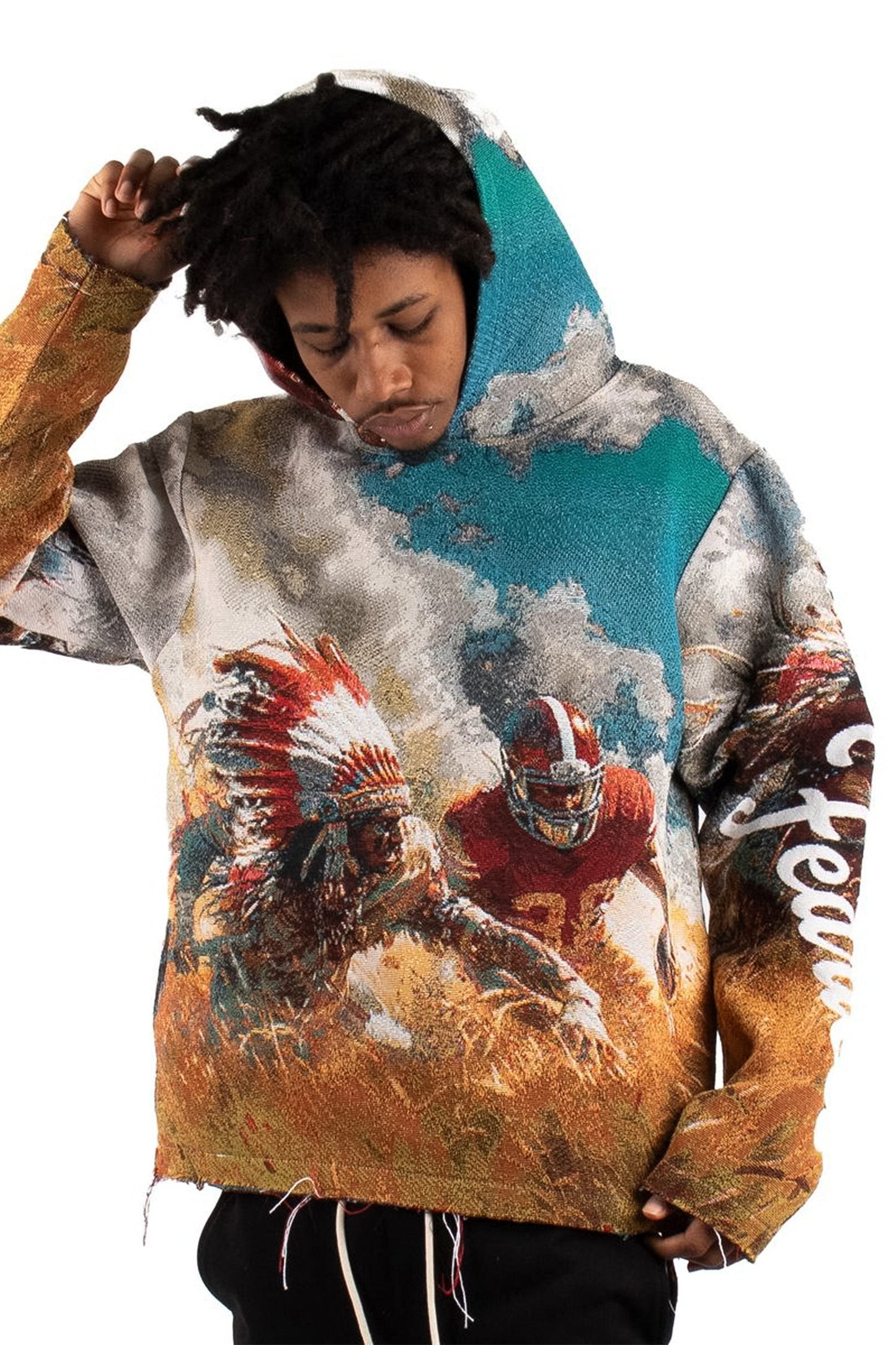 Football Tapestry Jacquard Long Sleeve Hoodie