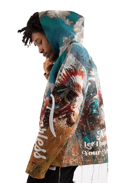 Football Tapestry Jacquard Long Sleeve Hoodie