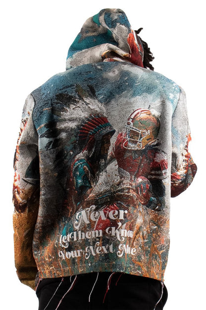 Football Tapestry Jacquard Long Sleeve Hoodie