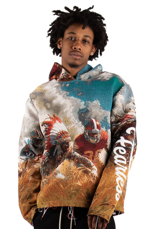 Football Tapestry Jacquard Long Sleeve Hoodie