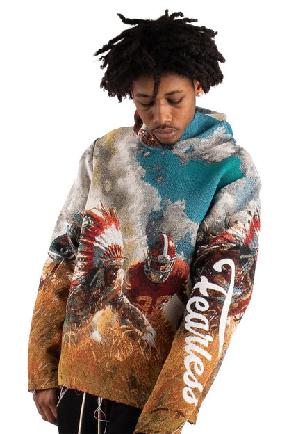 Football Tapestry Jacquard Long Sleeve Hoodie
