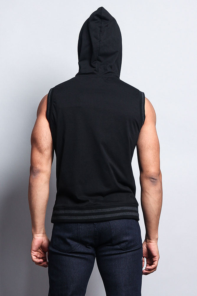 Lightweight Sleeveless Contrast Hoodie